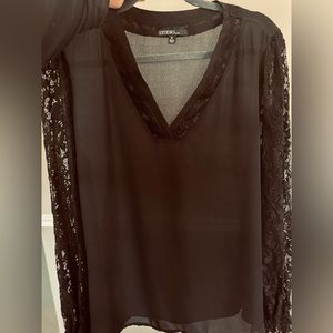 Womens Studio by JPR Black Lace Sleeve Blouse XL